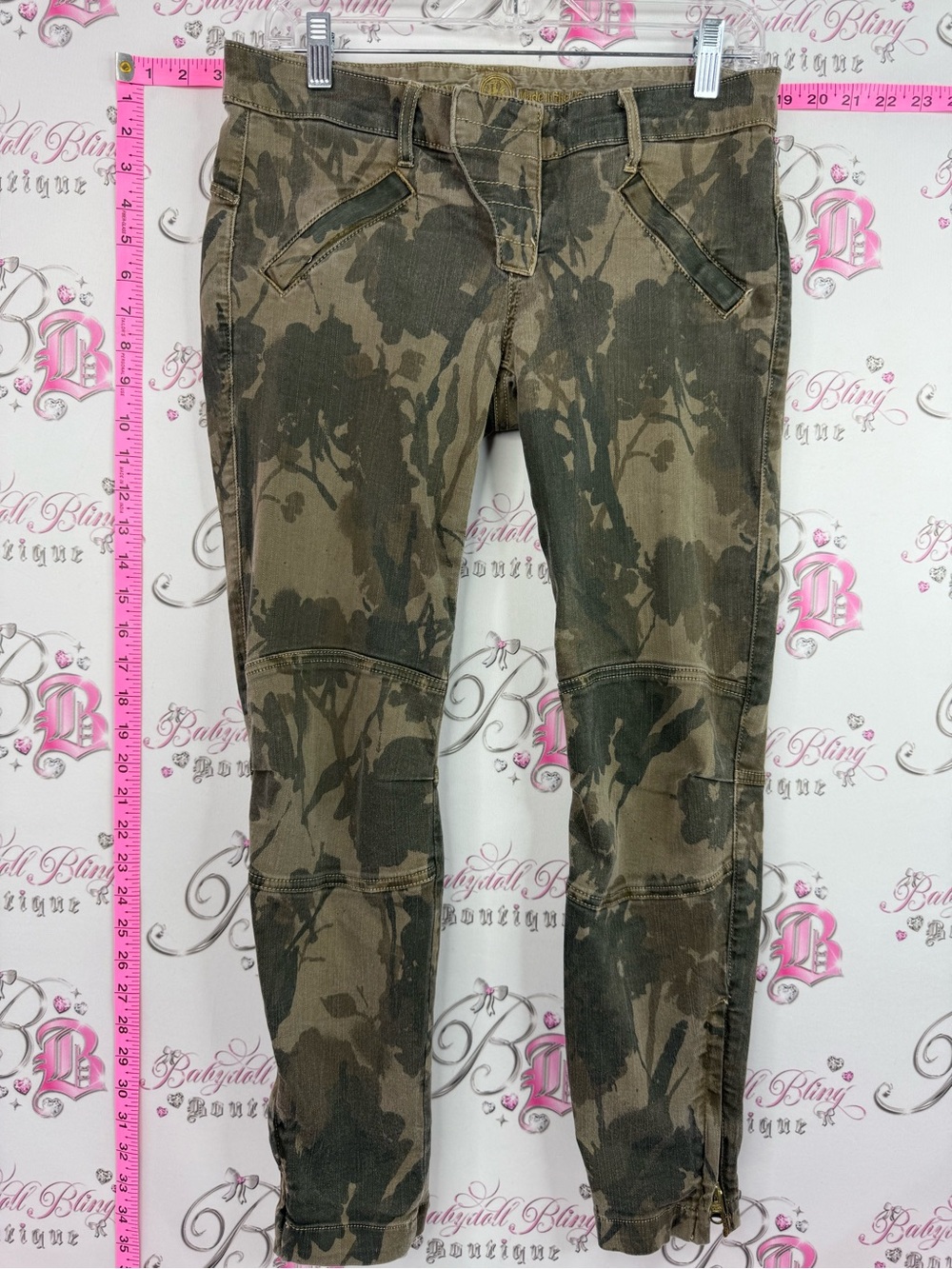 Rich and skinny y2k pants Camouflage Skinny Jeans - Olive Green Camo